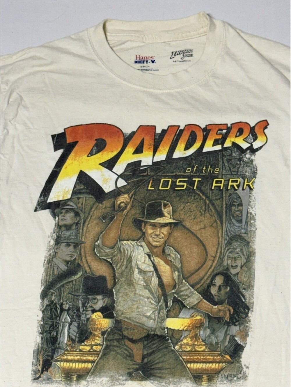 Hanes Beefy-T Indiana Jones Raiders of the Lost Ark Graphic T-Shirt Small
